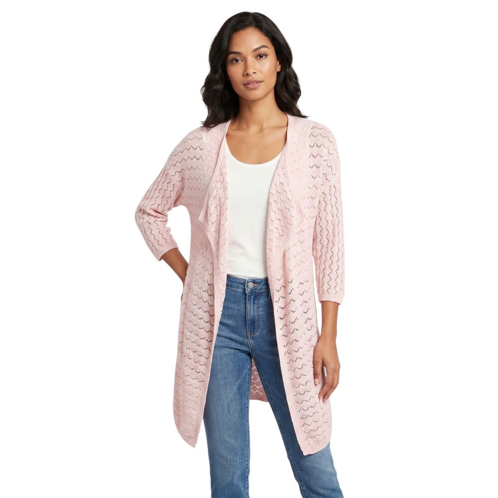 J.Jill Light Pink Waterfall Shawl Sweater